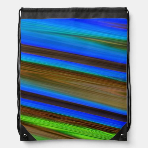 Modern Line Art Peacock Feather Colors Drawstring Bag