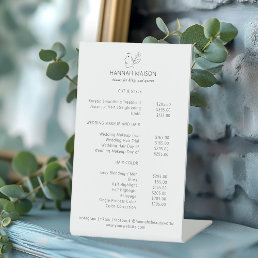 Modern, Line Art, Woman, Leafy, Salon, Pricelist Pedestal Sign