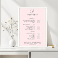 Modern, Line Art, Woman, Leafy, Salon, Pricelist