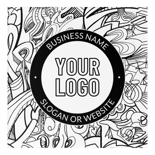 Modern Line Artwork & Your Logo w/Editable Text Acrylic Print (Front)