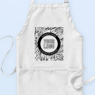 Modern Line Artwork & Your Logo w/Editable Text Adult Apron
