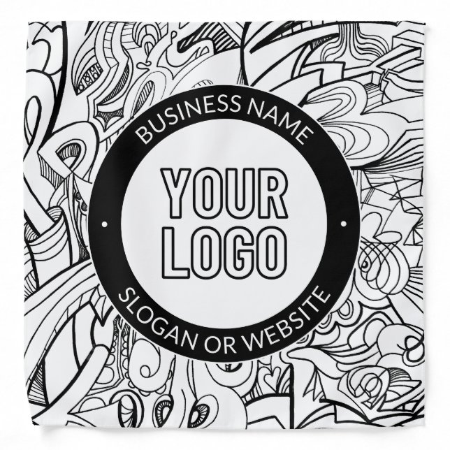 Modern Line Artwork & Your Logo w/Editable Text Bandana (Front)