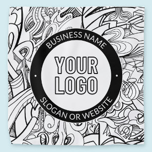 Modern Line Artwork & Your Logo w/Editable Text Bandana