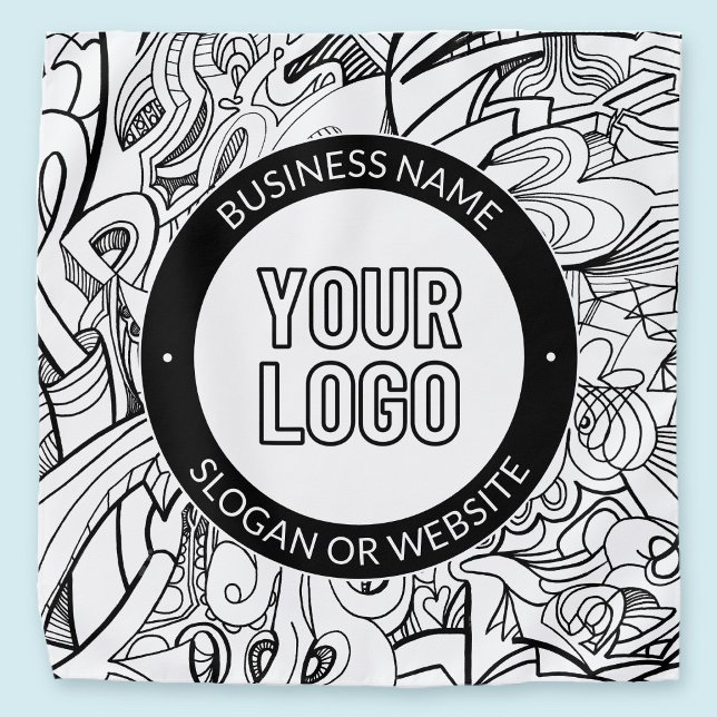 Modern Line Artwork & Your Logo w/Editable Text Bandana (Creator Uploaded)