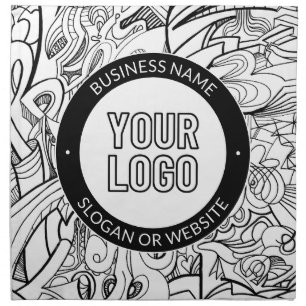 Modern Line Artwork & Your Logo w/Editable Text Cloth Napkin