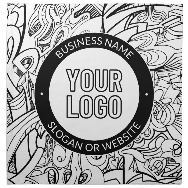 Modern Line Artwork & Your Logo w/Editable Text Cloth Napkin (Front)
