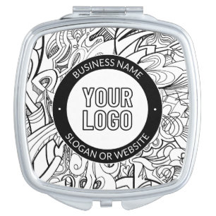 Modern Line Artwork & Your Logo w/Editable Text Compact Mirror