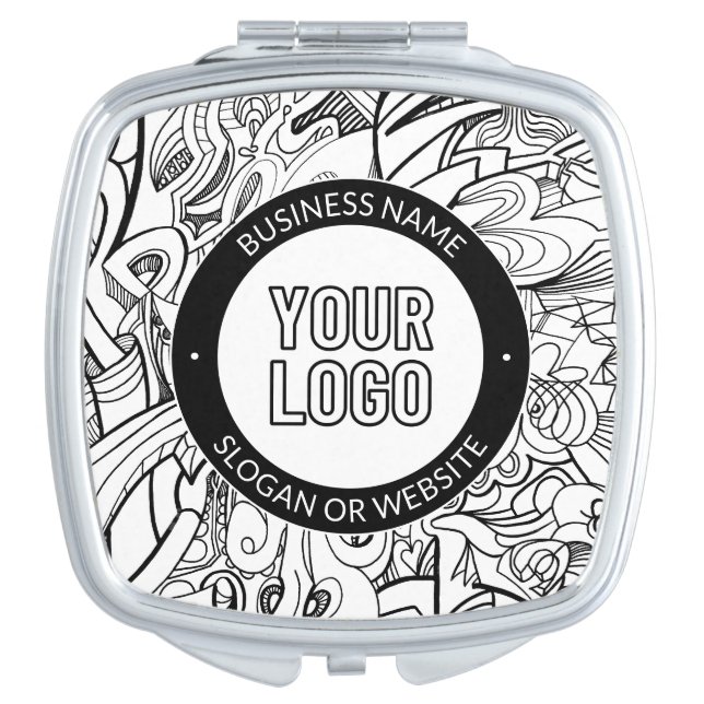 Modern Line Artwork & Your Logo w/Editable Text Compact Mirror (Front)
