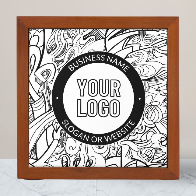 Modern Line Artwork & Your Logo w/Editable Text Desk Organizer (Creator Uploaded)