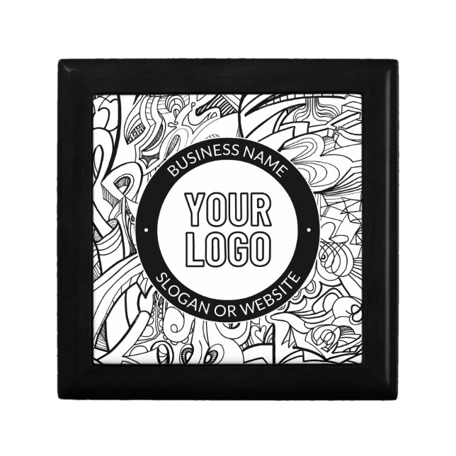 Modern Line Artwork & Your Logo w/Editable Text Gift Box (Front)