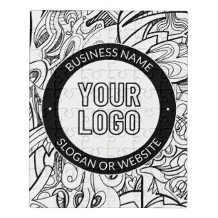 Modern Line Artwork & Your Logo w/Editable Text Jigsaw Puzzle