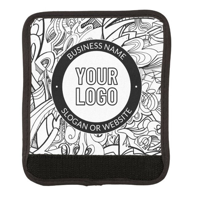 Modern Line Artwork & Your Logo w/Editable Text Luggage Handle Wrap (Front)
