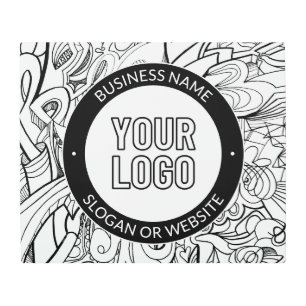 Modern Line Artwork & Your Logo w/Editable Text Metal Print