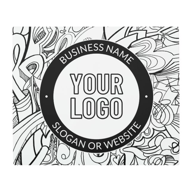 Modern Line Artwork & Your Logo w/Editable Text Metal Print (Front)