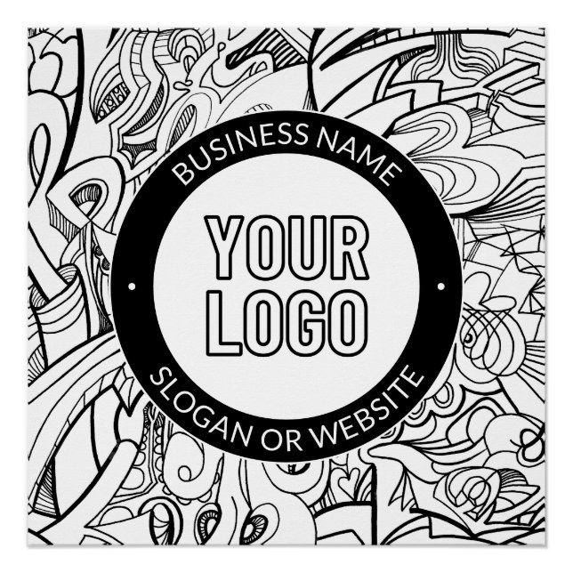 Modern Line Artwork & Your Logo w/Editable Text Poster (Front)
