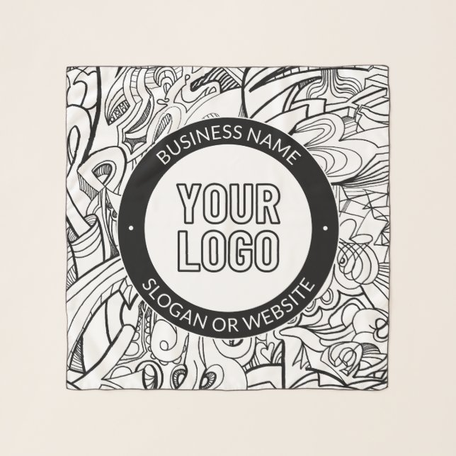Modern Line Artwork & Your Logo w/Editable Text Scarf (Front)