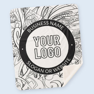 Modern Line Artwork & Your Logo w/Editable Text Sherpa Blanket