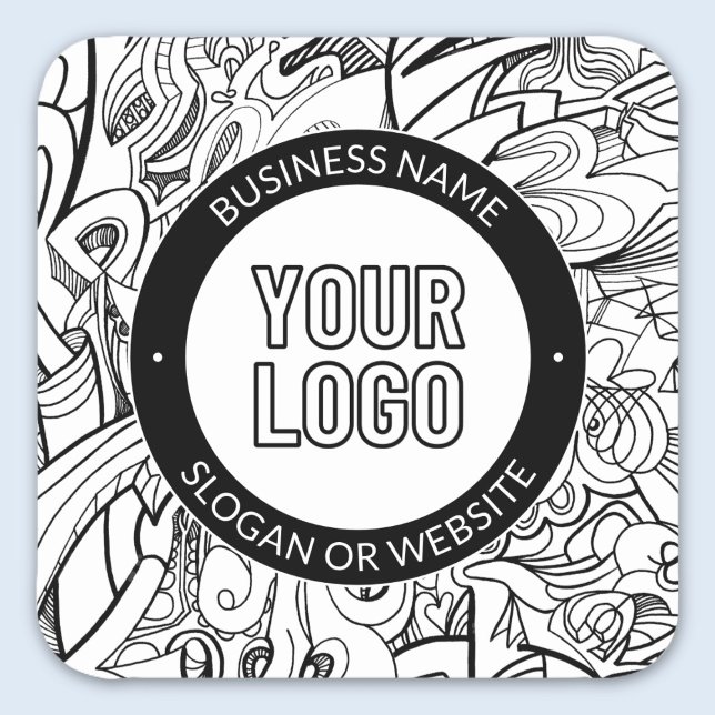 Modern Line Artwork & Your Logo w/Editable Text Square Sticker (Creator Uploaded)