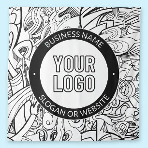 Modern Line Artwork & Your Logo w/Editable Text Tapestry