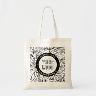 Modern Line Artwork & Your Logo w/Editable Text Tote Bag