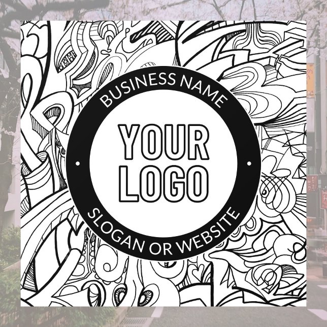 Modern Line Artwork & Your Logo w/Editable Text Window Cling (Creator Uploaded)
