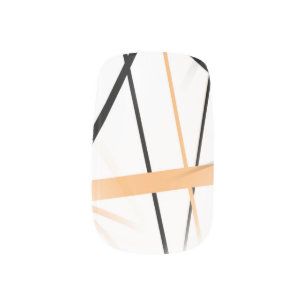Modern Line Cool Geometry White Black Tangerine-Or Minx Nail Art