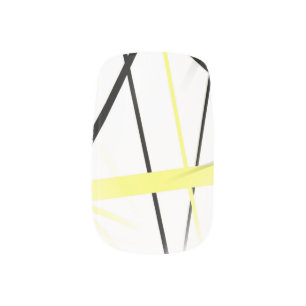 Modern Line Cool Geometry White Black Yellow Minx Nail Art