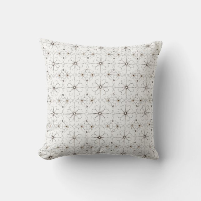 Modern line drawing flower pattern throw pillow (Front)