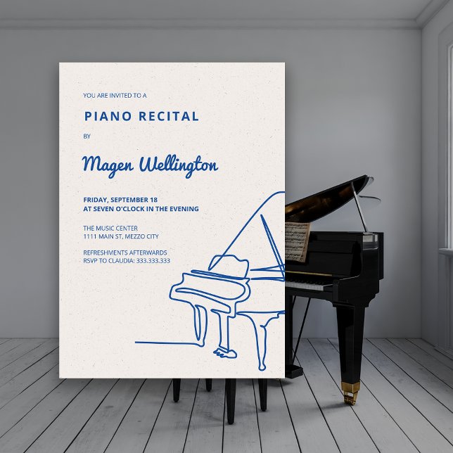 Modern Line Drawing Grand Piano Recital Invitation (Modern Line Drawing Grand Piano Recital Invitation)