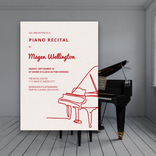 Modern Line Drawing Grand Piano Recital Invitation (Modern Line Drawing Grand Piano Recital Invitation)