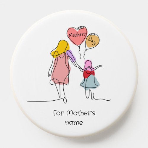 Modern Line drawing Motherâs Day balloons PopSocket
