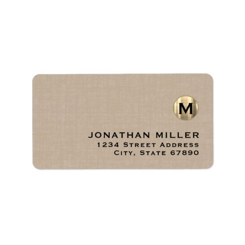 Modern Linen Gold Monogram Return Address Label