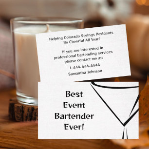 Modern Linen-Look Bartender Event Business Card