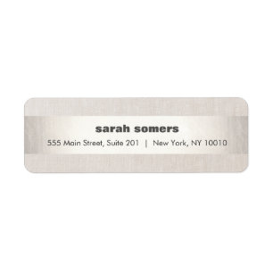 Modern Linen Silver Elegant Striped Address Label