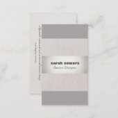 Modern Linen Silver Striped Stylish Gray Taupe Business Card (Front/Back)