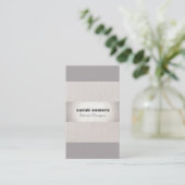 Modern Linen Silver Striped Stylish Gray Taupe Business Card (Standing Front)