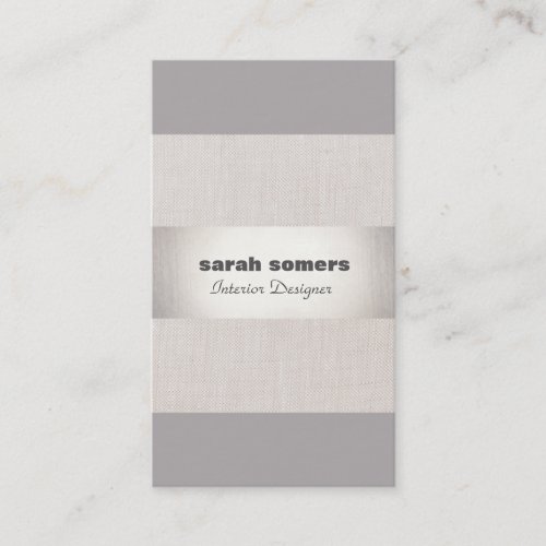 Modern Linen Silver Striped Stylish Gray Taupe Business Card