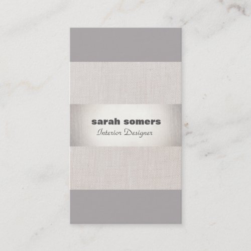 Modern Linen Silver Striped Stylish Gray Taupe Business Card Templates
