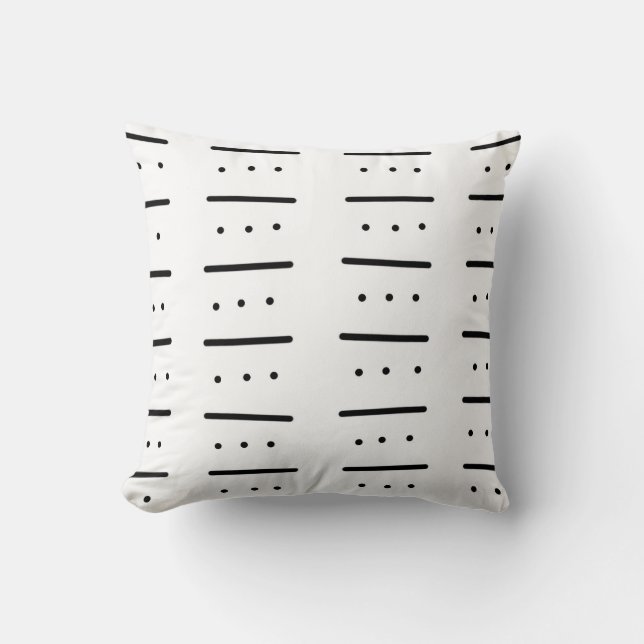 Modern Lines and Dots Patterned Throw Pillow (Front)