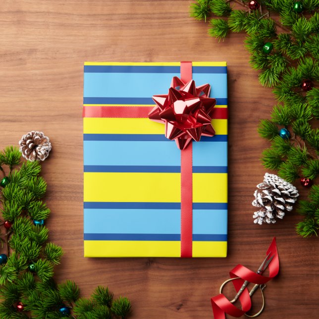 MODERN LINES COLOR _YELLOW_BLUE _SO CUTE WRAPPING PAPER (Holiday Gift)
