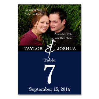 Modern Lines Deep Navy Photo Table Card