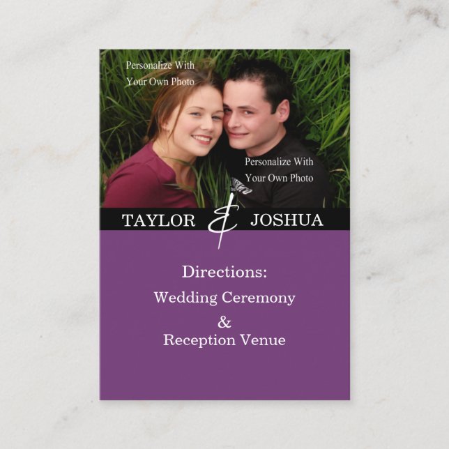 Modern Lines Deep Plum Direction Cards (Front)