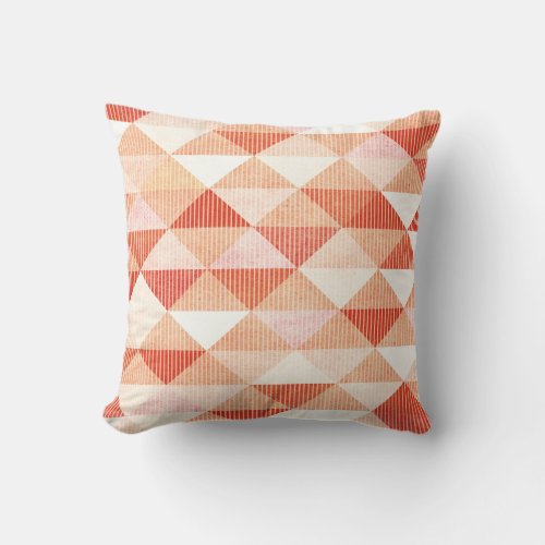 Modern Lines Geometric Triangles  peach Throw Pillow