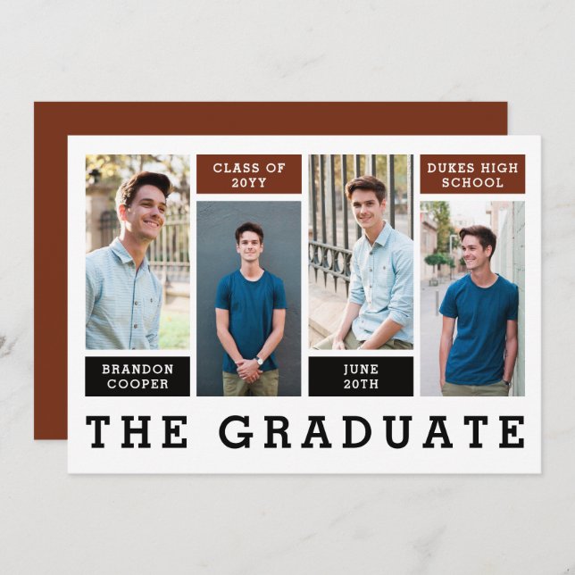 Modern Lines Graduation Announcement (Front/Back)