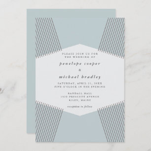Modern Lines Robin's Egg Blue Wedding Invitation