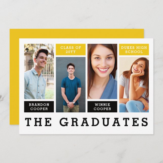 Modern Lines Sibling Graduation Announcement (Front/Back)