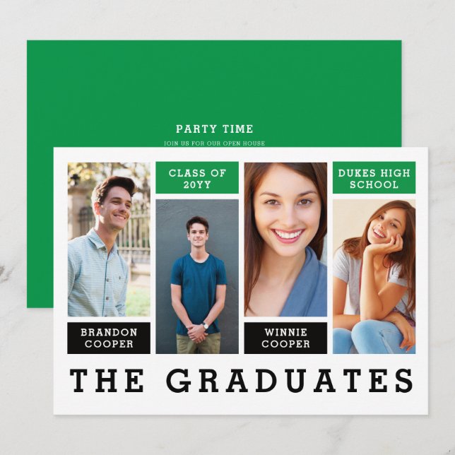 Modern Lines Sibling Graduation Announcement (Front/Back)