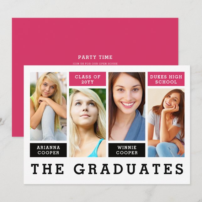 Modern Lines Sibling Graduation Announcement (Front/Back)