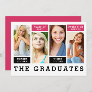 Modern Lines Sibling Graduation Announcement