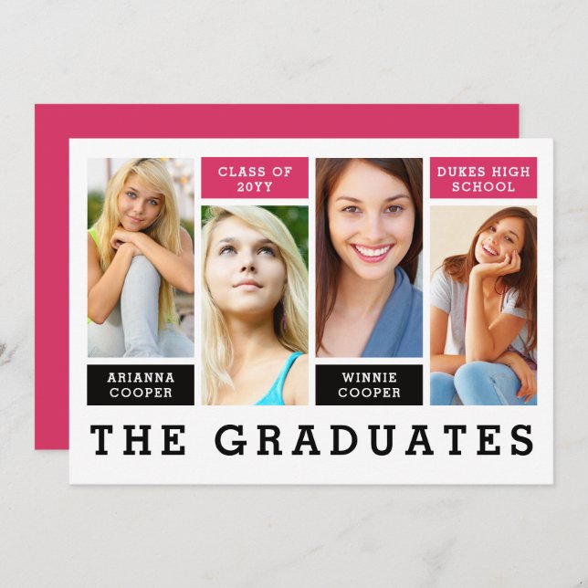 Modern Lines Sibling Graduation Announcement (Front/Back)